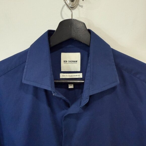 Ben Sherman Slim Fit Navy Blue Casual Button Down Shirt Neck 16 Size L - Picture 5 of 15